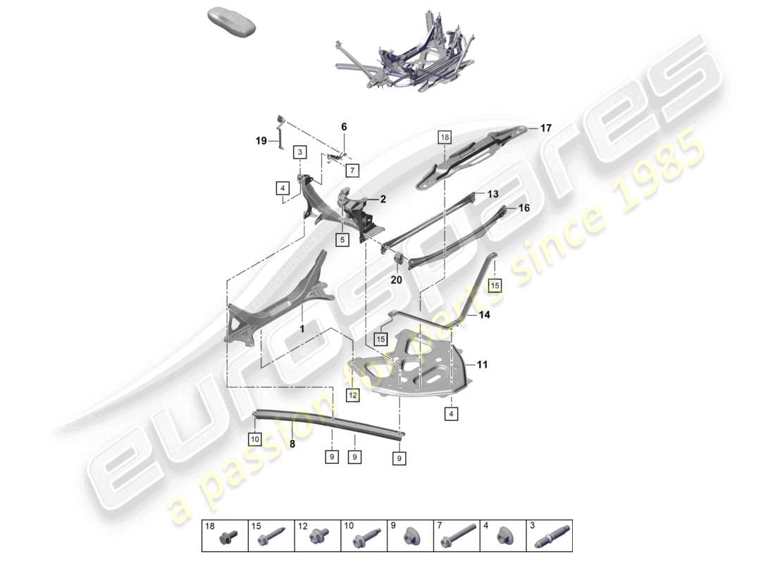 a part diagram from the porsche 2019 (718 boxster spyder) parts catalogue