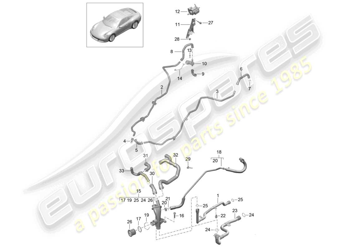 a part diagram from the porsche 991 parts catalogue