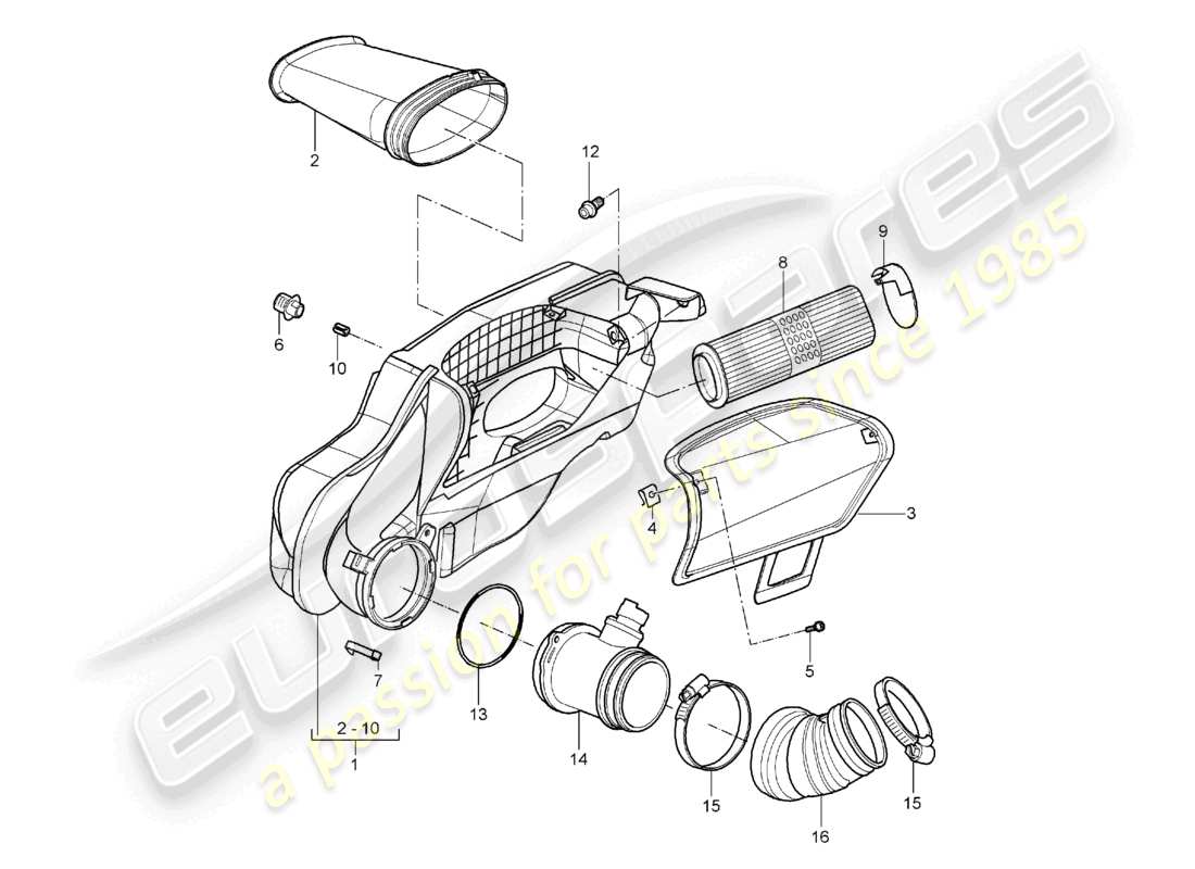 a part diagram from the porsche 2005 (987 boxster) parts catalogue
