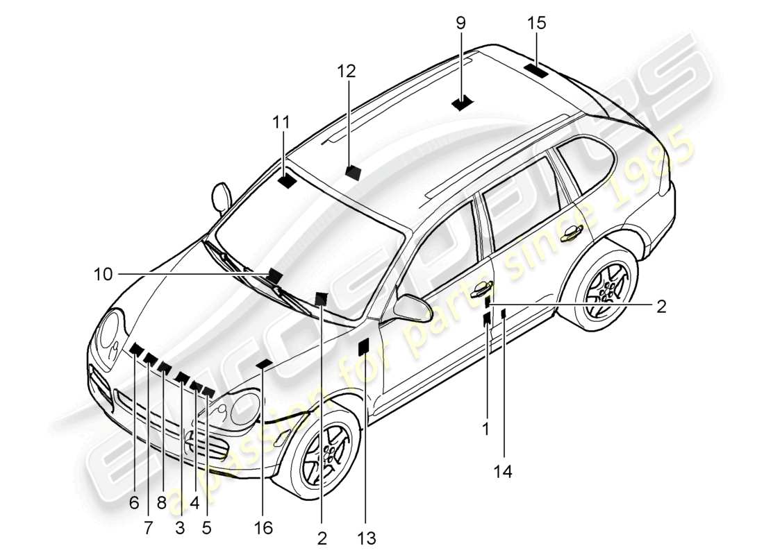 a part diagram from the porsche 2006 (cayenne e1 9pa) parts catalogue