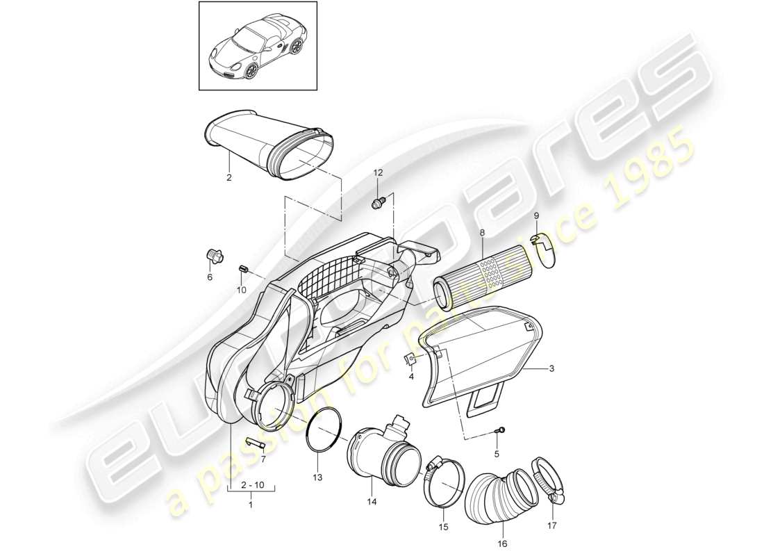 a part diagram from the porsche 2009 (987 boxster) parts catalogue