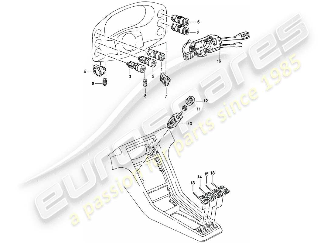 a part diagram from the porsche 1986 (928) parts catalogue