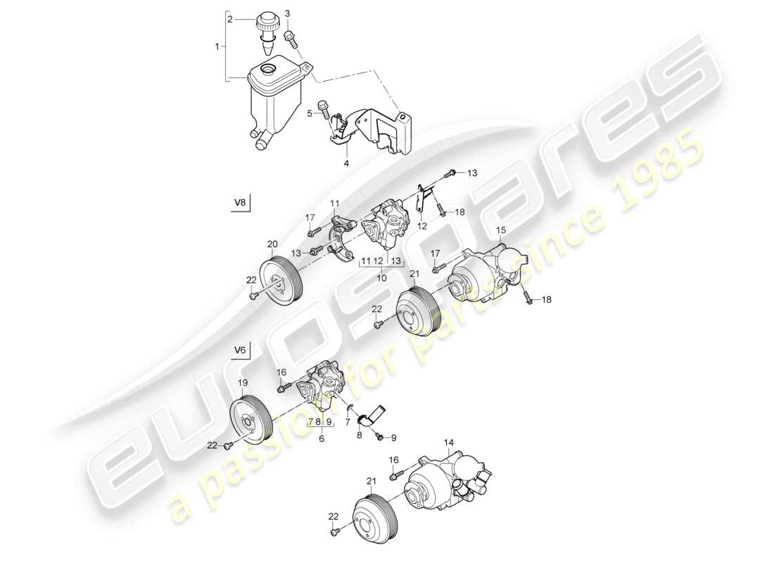 a part diagram from the porsche 2008 (cayenne e1 9pa) parts catalogue