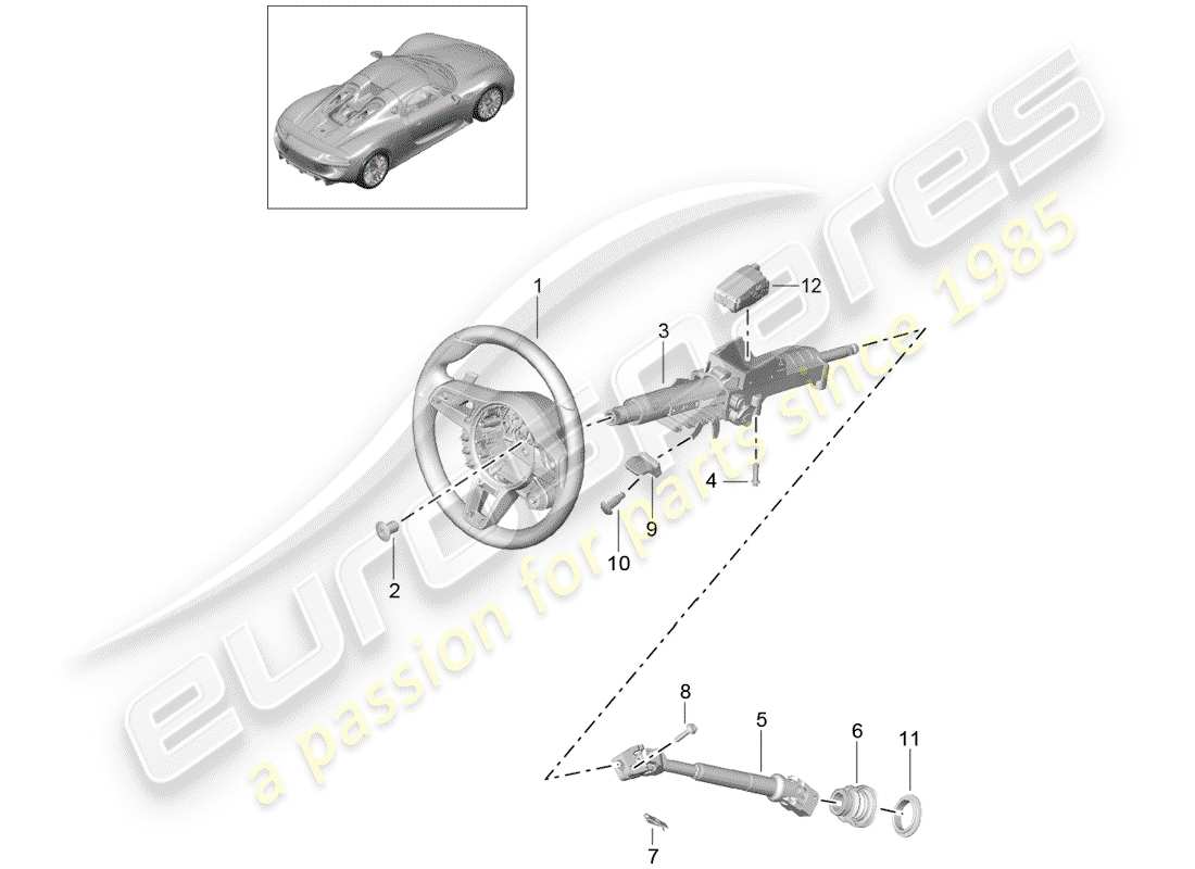 VIEW PARTS DIAGRAMS FROM THE PORSCHE 918 SPYDER PARTS CATALOGUE a part diagram from the porsche 918 spyder parts catalogue