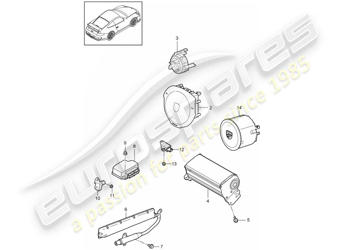a part diagram from the porsche 2009 (997-2 gt3) parts catalogue