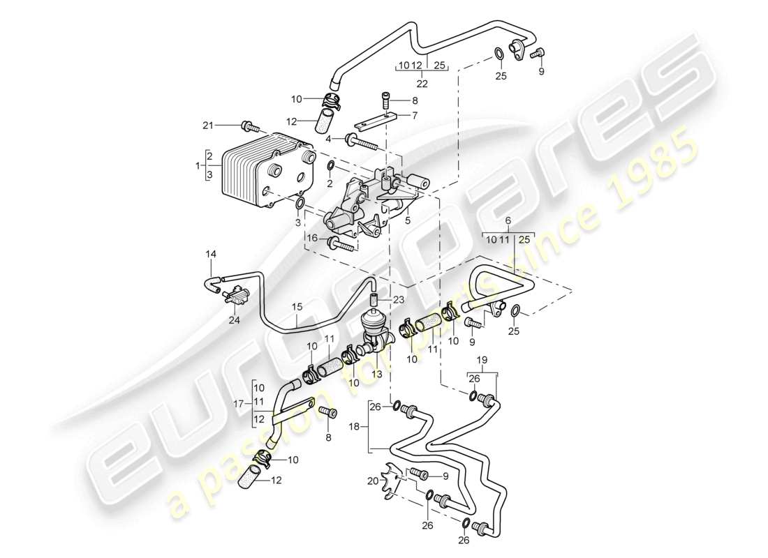 a part diagram from the porsche 2008 (987 boxster) parts catalogue