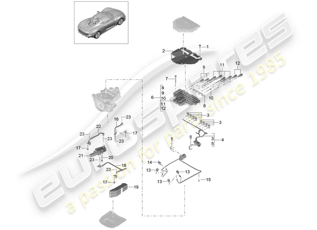a part diagram from the porsche 918 spyder parts catalogue