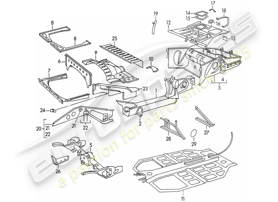 a part diagram from the porsche 1958 (356/356a) parts catalogue