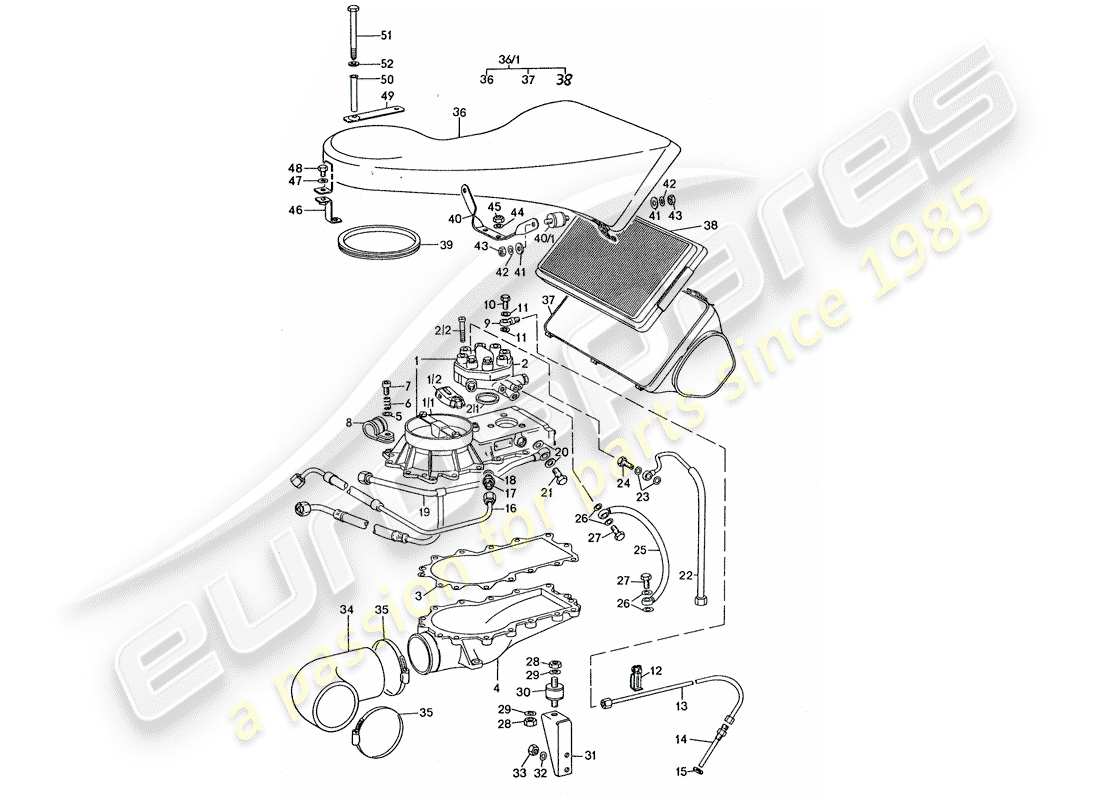 a part diagram from the porsche 1976 (911 turbo) parts catalogue