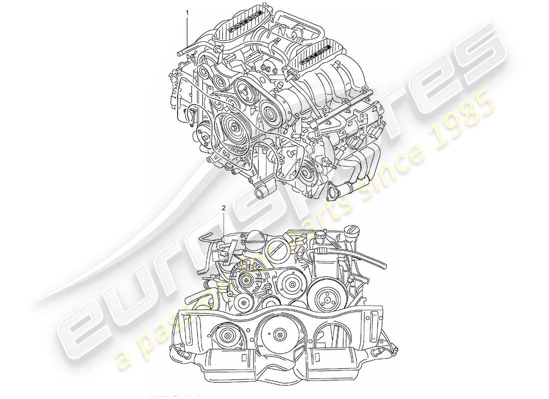 a part diagram from the porsche 1986 (refurbished and exchange catalogue) parts catalogue