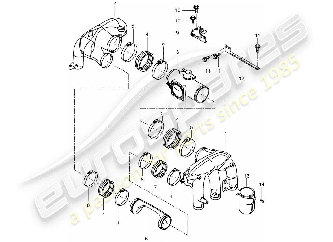 a part diagram from the porsche 2004 (996 turbo / gt2) parts catalogue
