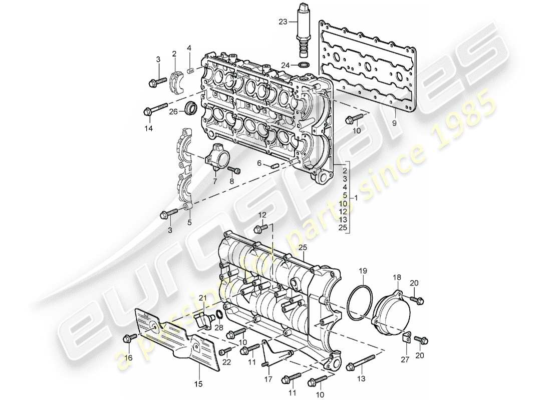 a part diagram from the porsche 2001 (996 gt3) parts catalogue