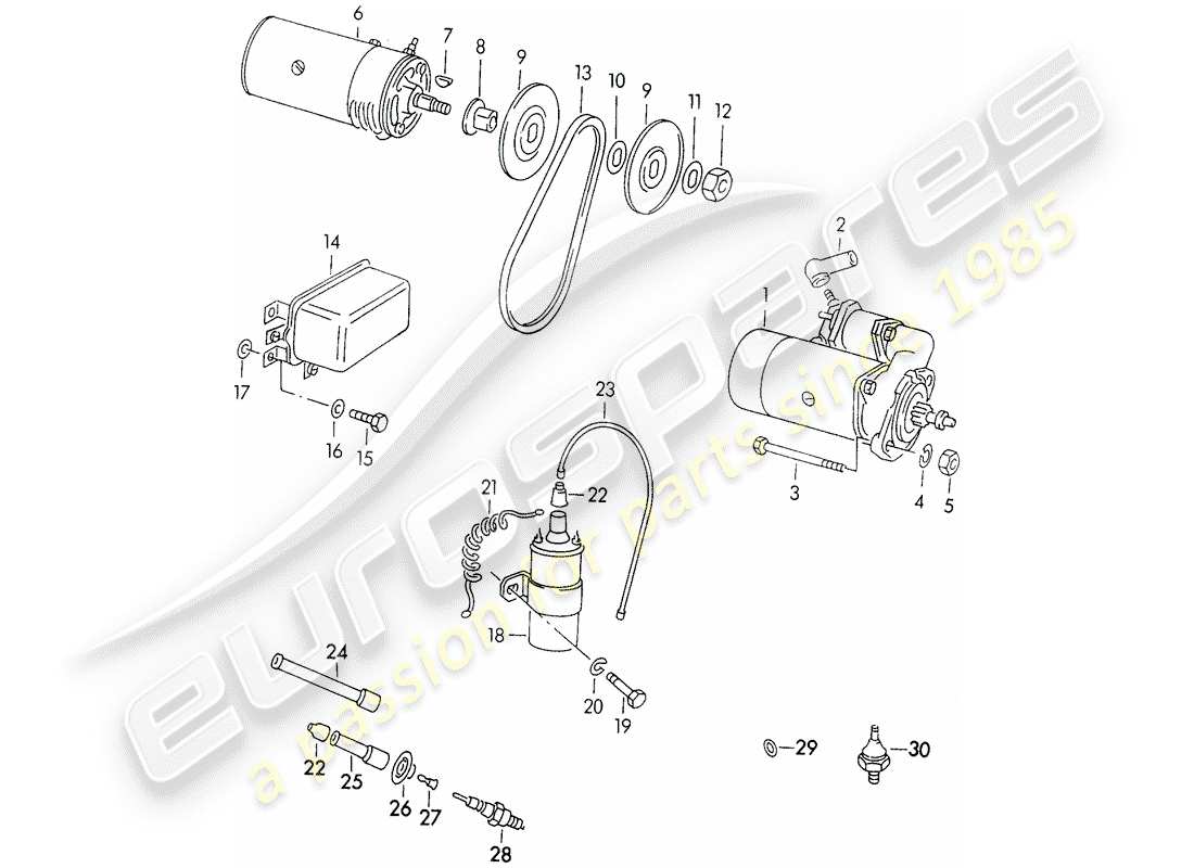 a part diagram from the porsche 1954 (356/356a) parts catalogue