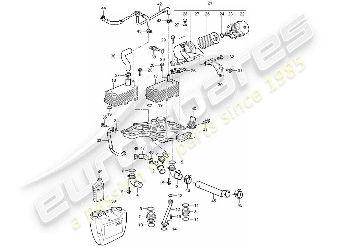 a part diagram from the porsche 2007 (997-1 turbo / gt2) parts catalogue