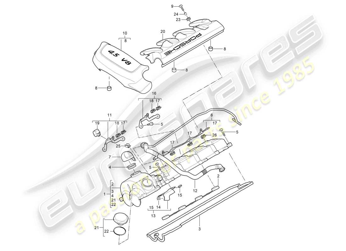 a part diagram from the porsche 2005 (cayenne e1 9pa) parts catalogue