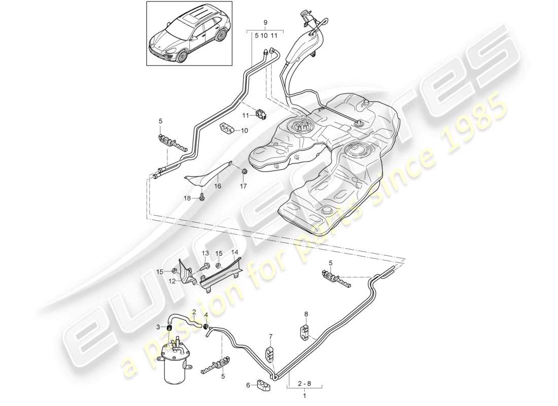 a part diagram from the porsche 2014 (cayenne e2 92a) parts catalogue