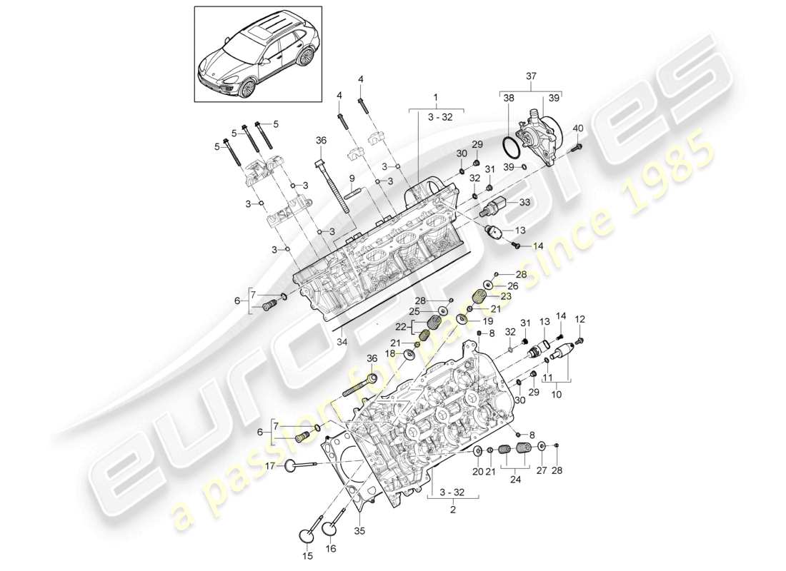 a part diagram from the porsche 2014 (cayenne e2 92a) parts catalogue