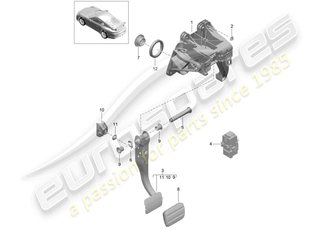 a part diagram from the porsche 2016 (991-1 r/gt3/rs) parts catalogue