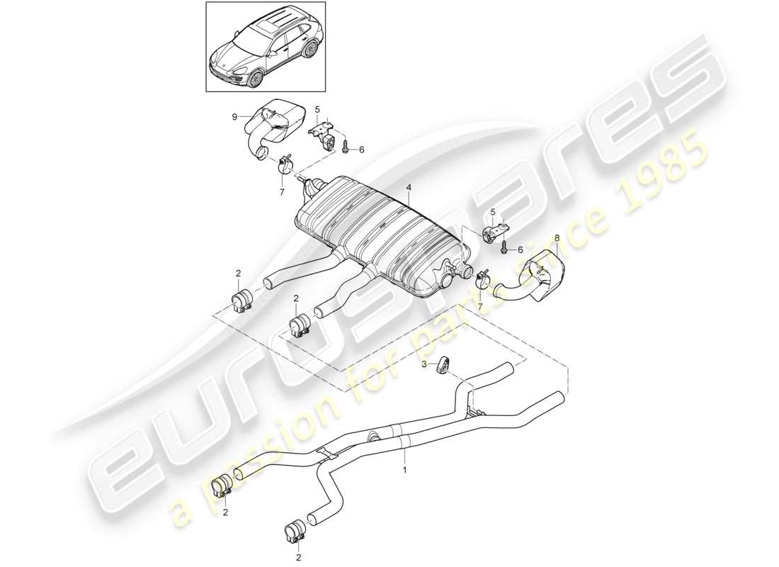 a part diagram from the porsche 2011 (cayenne e2 92a) parts catalogue