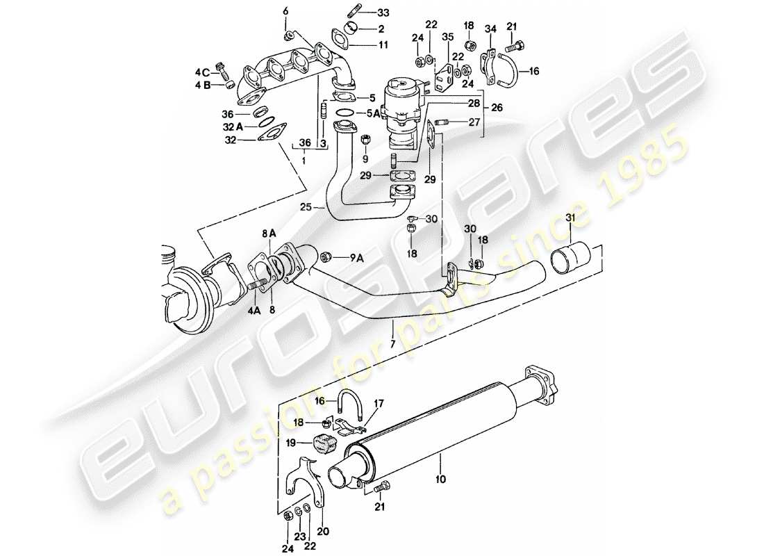 a part diagram from the porsche 1983 (924) parts catalogue