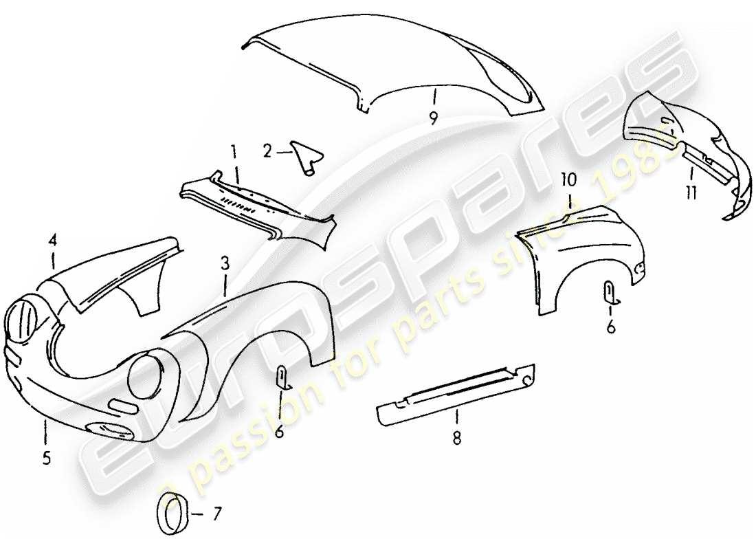 a part diagram from the porsche 356 parts catalogue