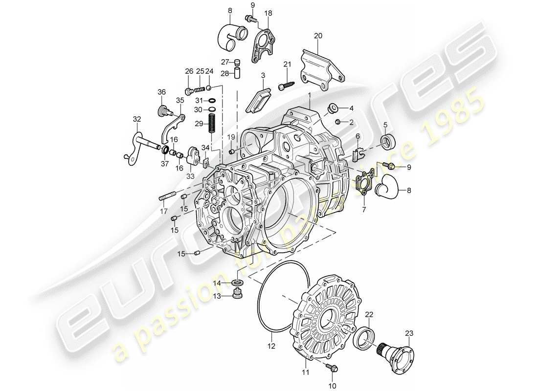 a part diagram from the porsche 2009 997-2 turbo / gt2 parts catalogue
