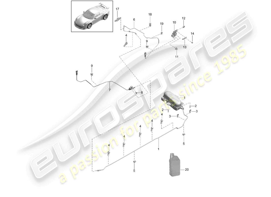 a part diagram from the porsche 2016 (991-1 r/gt3/rs) parts catalogue