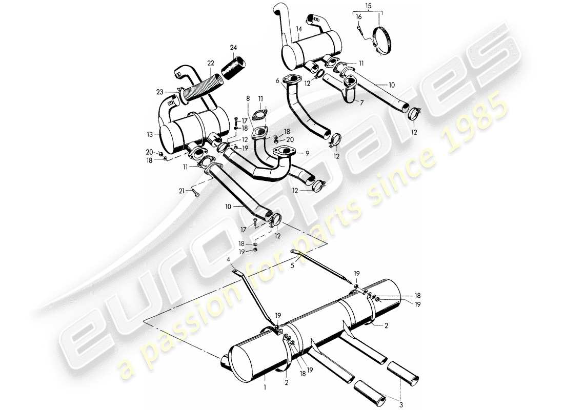 a part diagram from the porsche 1954 (356/356a) parts catalogue