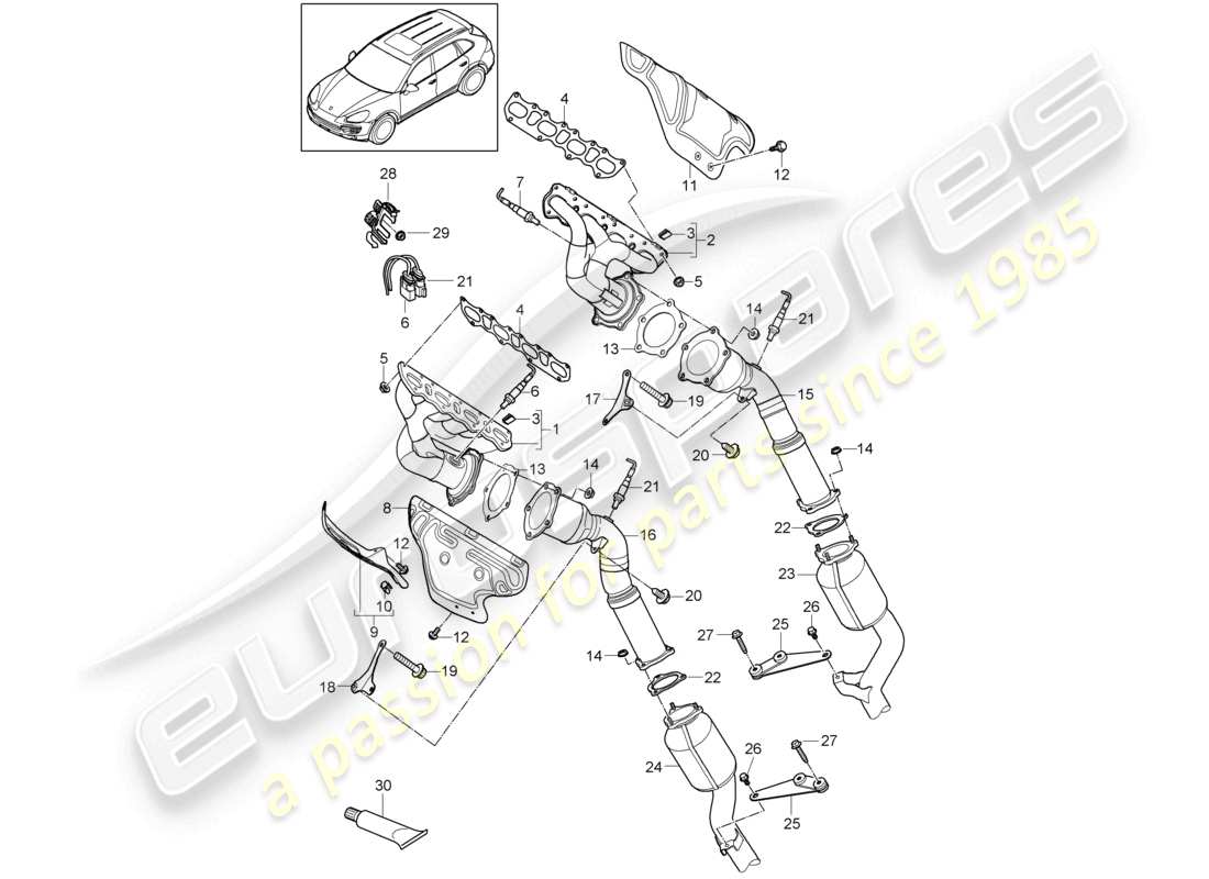 a part diagram from the porsche 2013 (cayenne e2 92a) parts catalogue
