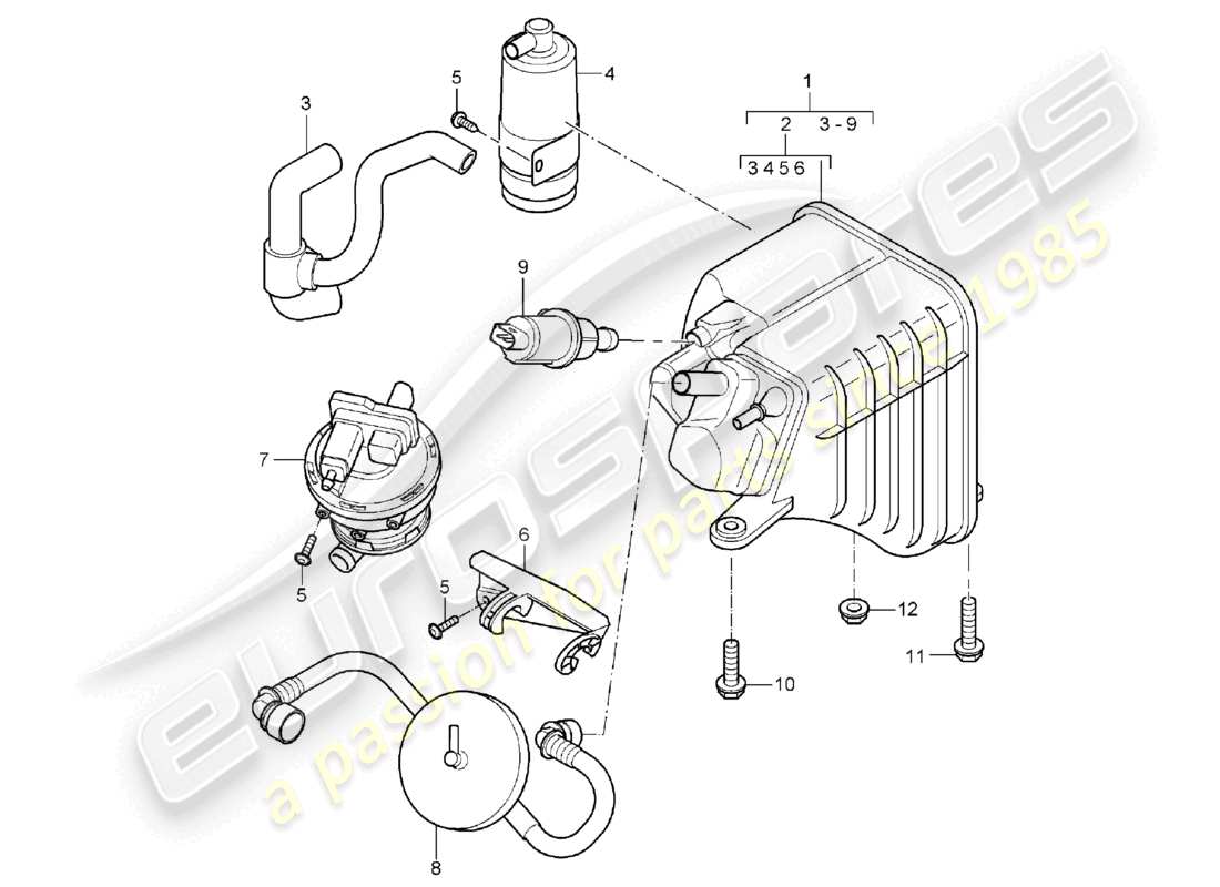 a part diagram from the porsche 2003 (cayenne e1 9pa) parts catalogue