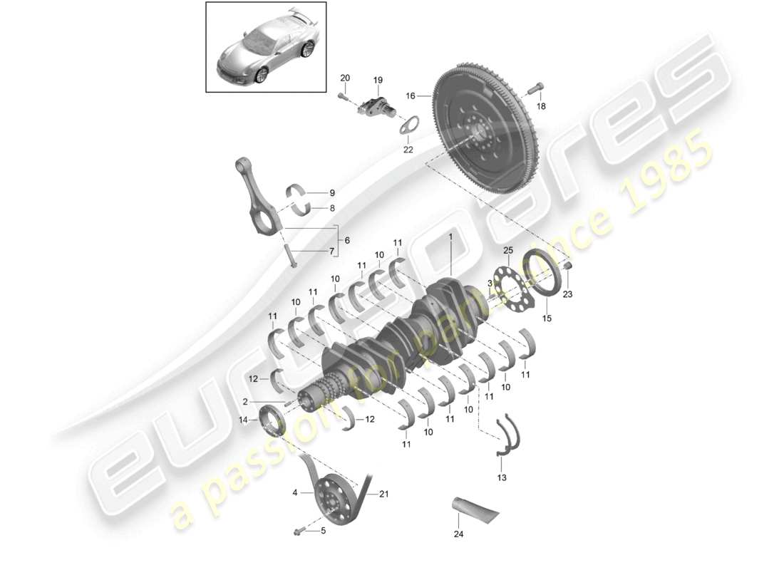 a part diagram from the porsche 2015 (991-1 r/gt3/rs) parts catalogue