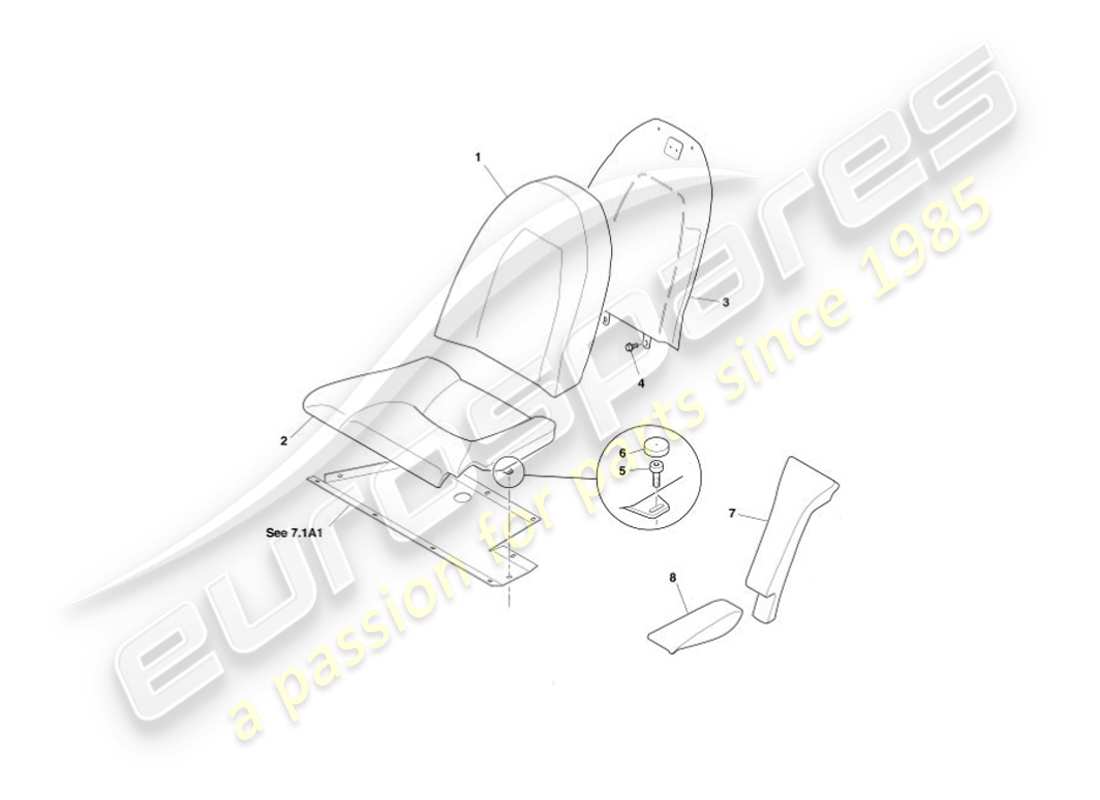 aston martin vanquish (2003) rear seats, to vin 500515 + 500522-525 parts diagram