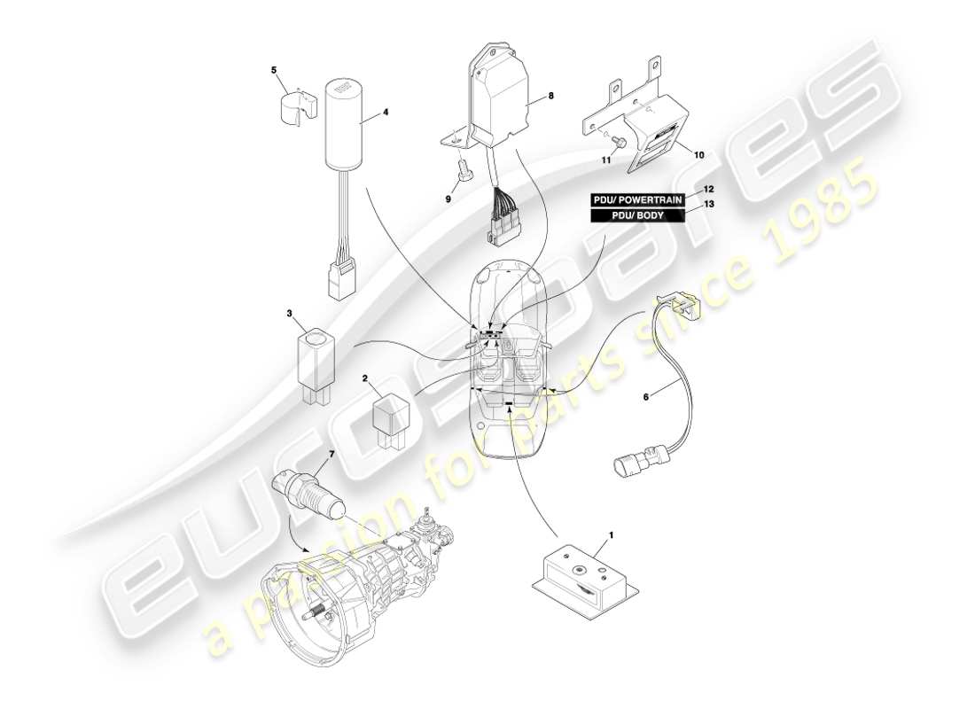VIEW PARTS DIAGRAMS FROM THE ASTON MARTIN DB7 PARTS CATALOGUE a part diagram from the aston martin db7 parts catalogue
