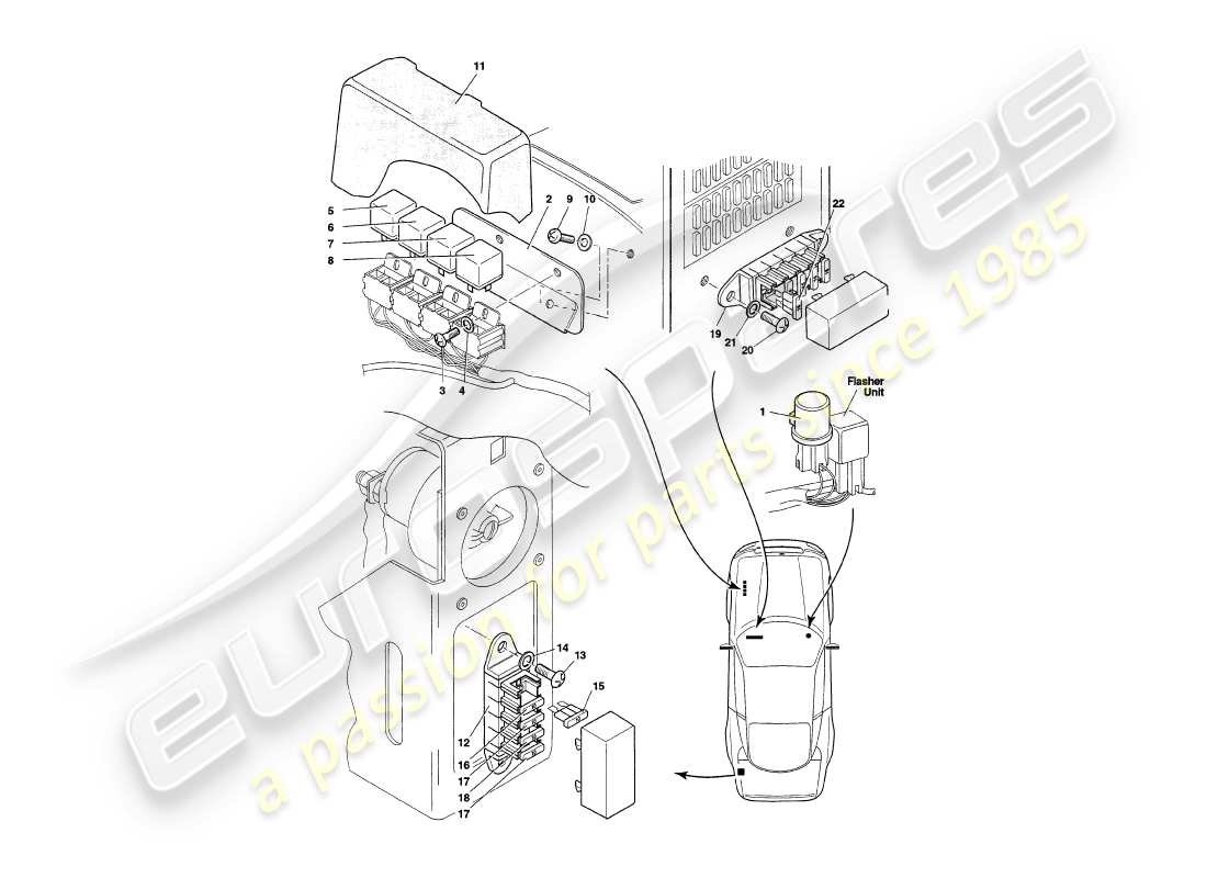 VIEW PARTS DIAGRAMS FROM THE ASTON MARTIN V8 COUPE PARTS CATALOGUE a part diagram from the aston martin v8 coupe parts catalogue