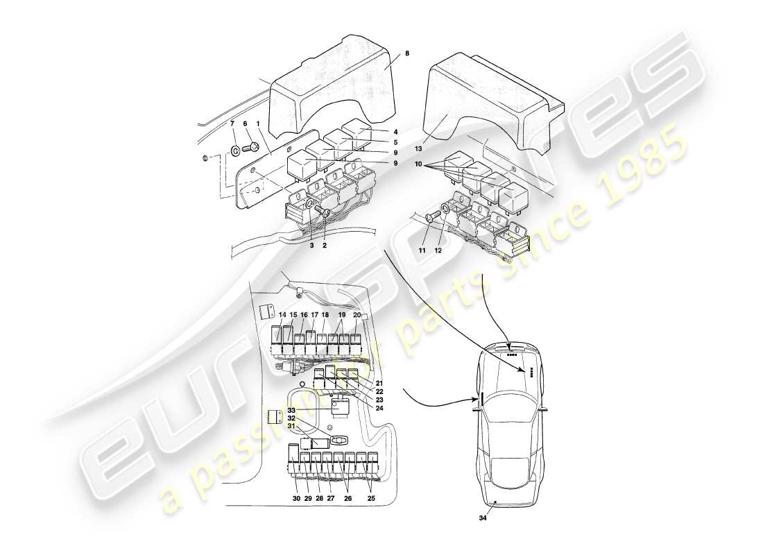 VIEW PARTS DIAGRAMS FROM THE ASTON MARTIN V8 COUPE PARTS CATALOGUE a part diagram from the aston martin v8 coupe parts catalogue