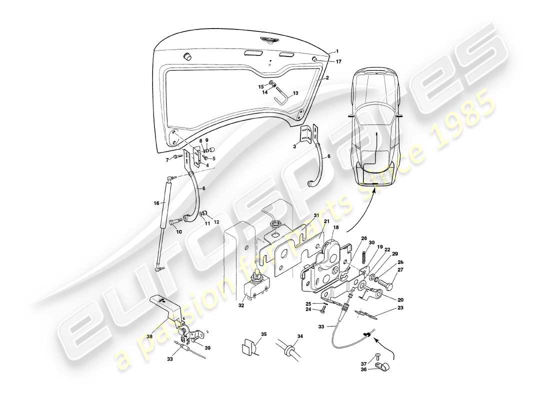 a part diagram from the aston martin v8 coupe parts catalogue