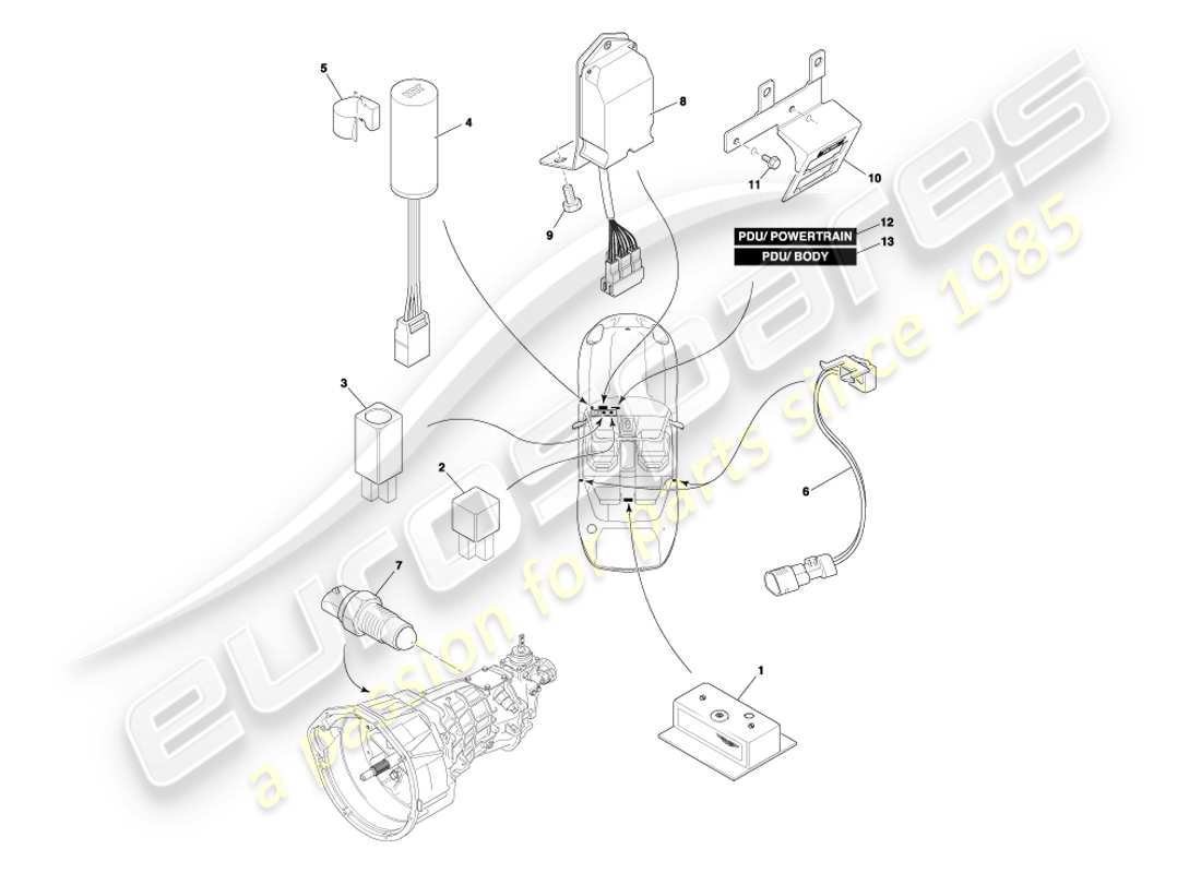 a part diagram from the aston martin db7 parts catalogue