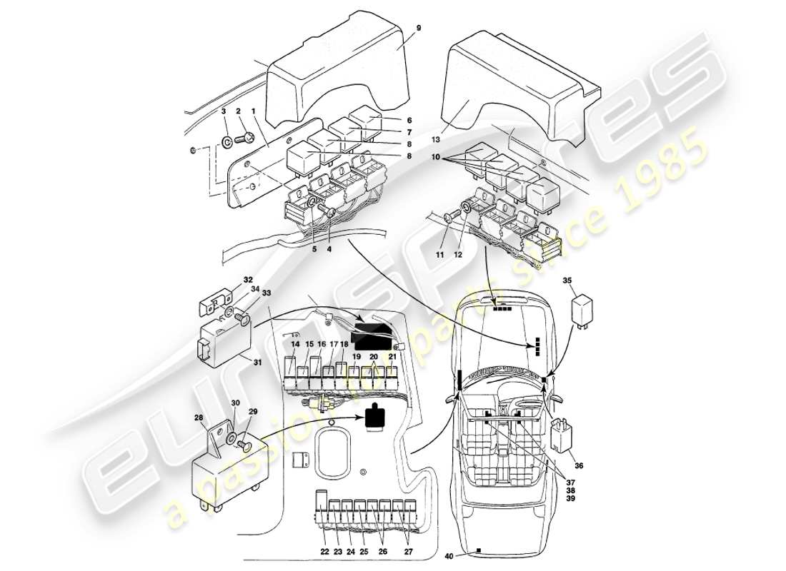 aston martin v8 volante (1999) relays, to vin 89026 part diagram