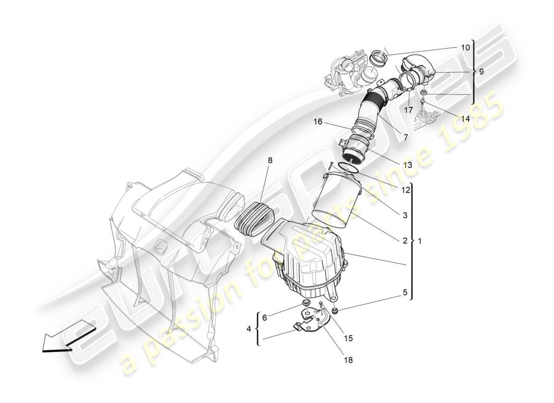 maserati qtp 3.0 tds v6 275hp (2015) air filter, air intake and ducts part diagram