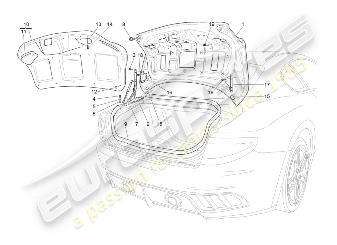 maserati qtp 3.0 tds v6 275hp (2015) rear lid part diagram