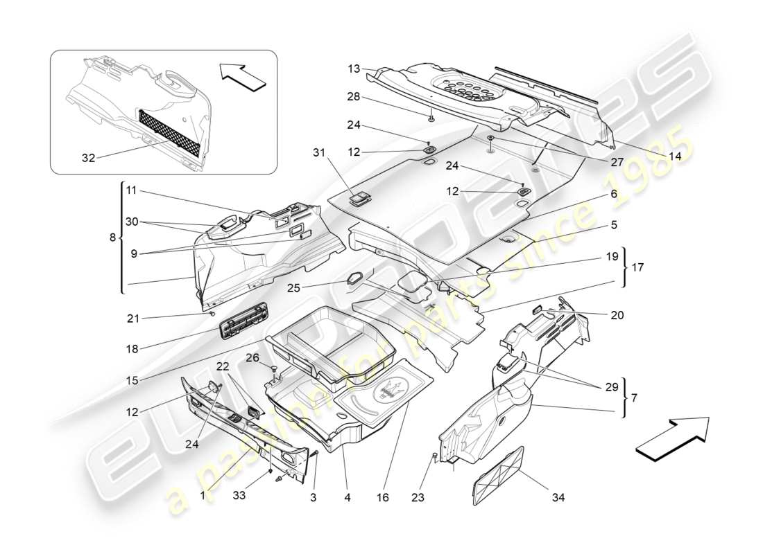 maserati qtp 3.0 tds v6 275hp (2015) luggage compartment mats parts diagram