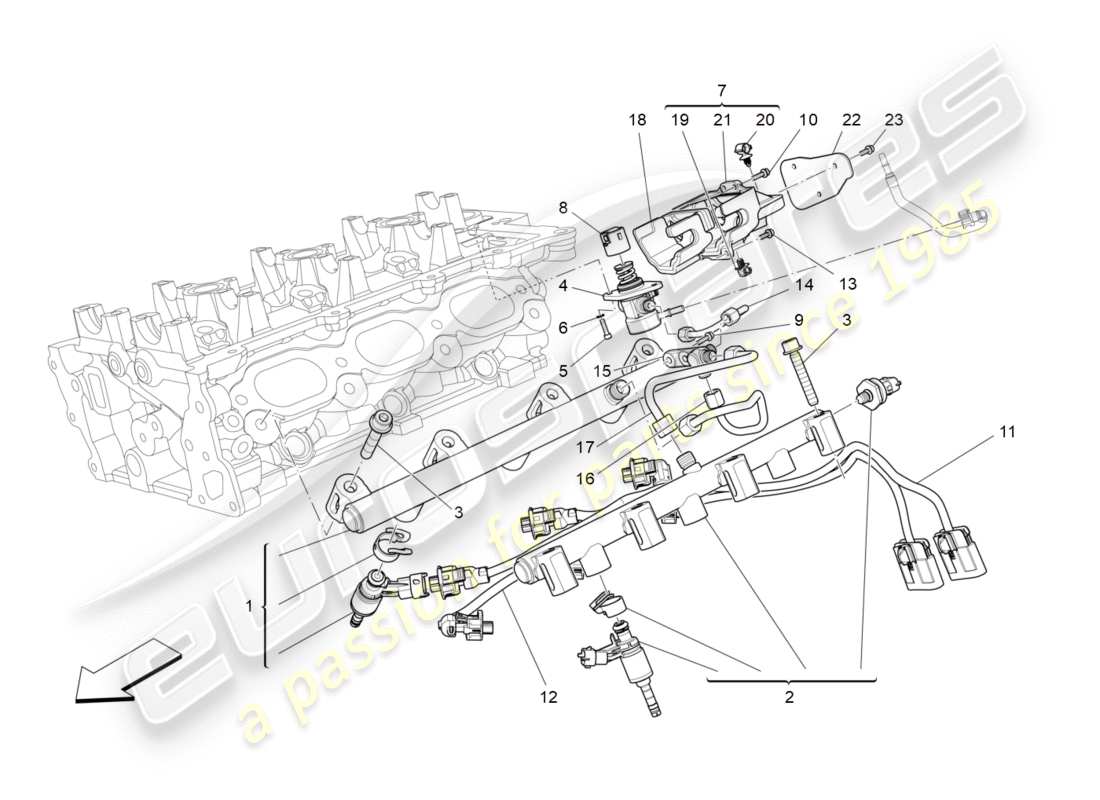 a part diagram from the maserati quattroporte m156 (2014 onwards) parts catalogue