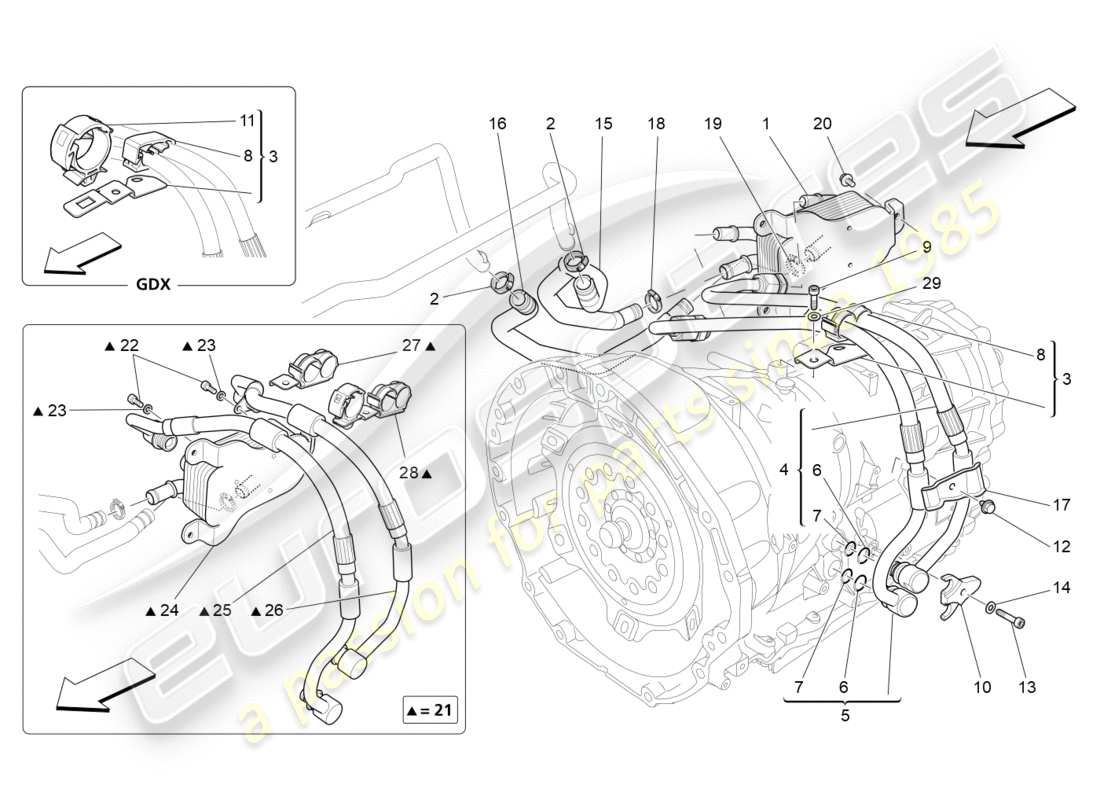 a part diagram from the maserati quattroporte m156 (2014 onwards) parts catalogue