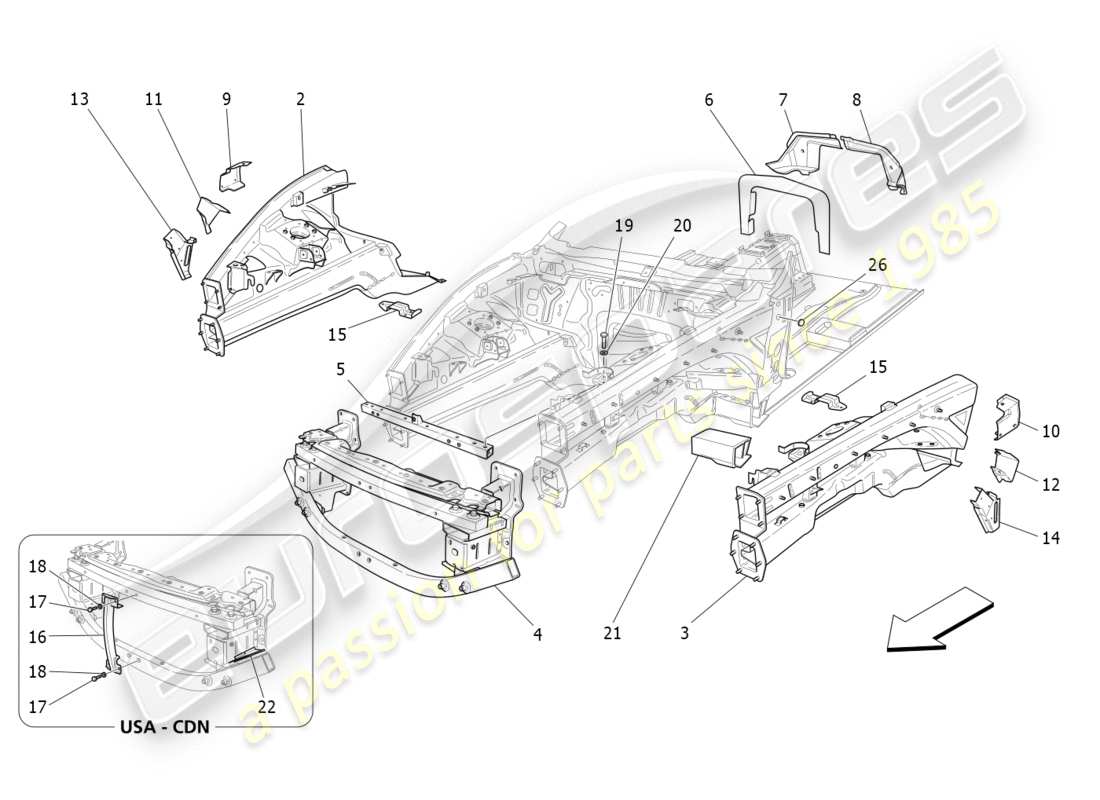 a part diagram from the Maserati GranTurismo (2014) parts catalogue