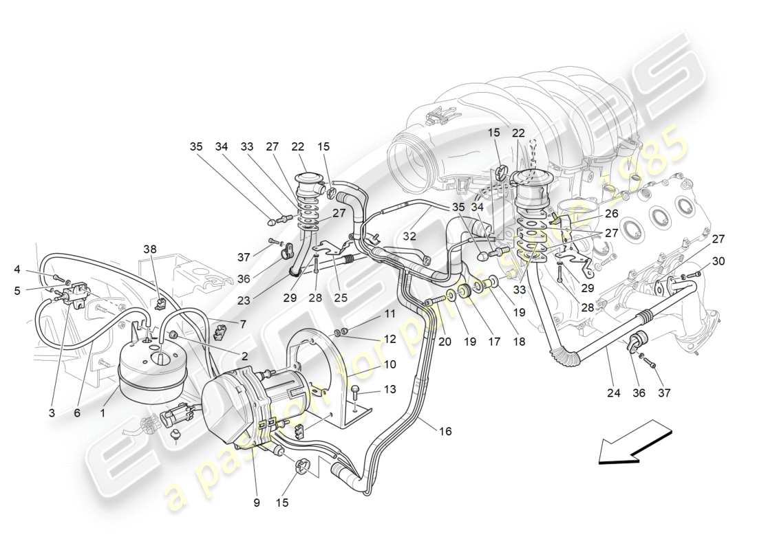 a part diagram from the maserati granturismo parts catalogue
