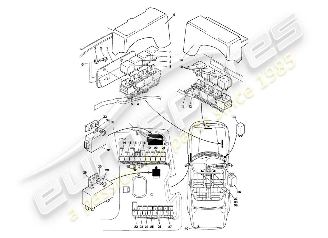 a part diagram from the aston martin v8 volante parts catalogue