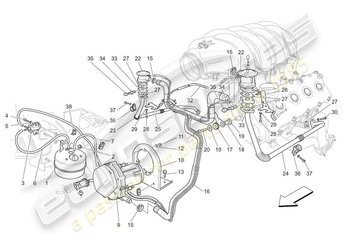 a part diagram from the maserati granturismo parts catalogue