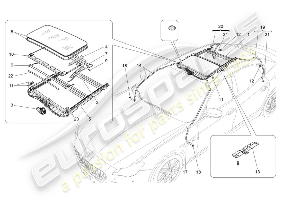 a part diagram from the maserati quattroporte m156 (2014 onwards) parts catalogue