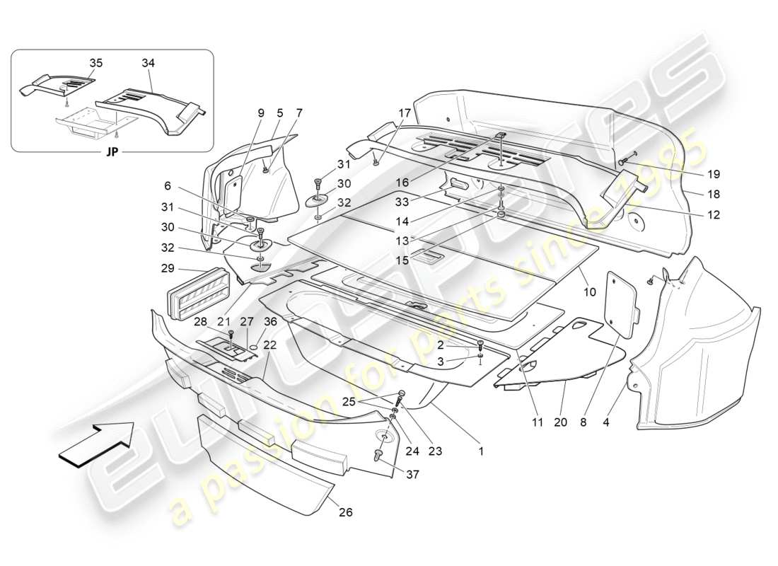 a part diagram from the maserati granturismo s (2015) parts catalogue