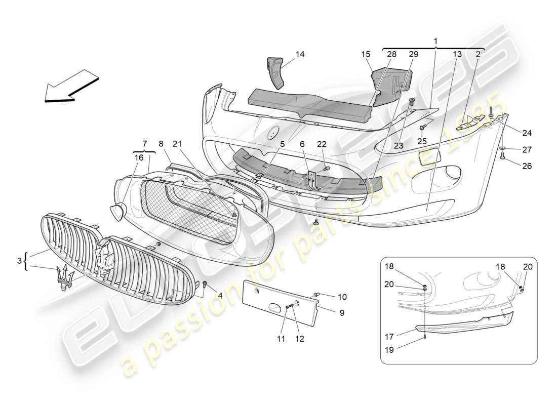 a part diagram from the maserati granturismo (2011) parts catalogue